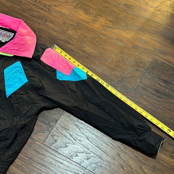 Vintage East West Colorful Ski Windbreaker Black Jacket with Neon Accents - Picture 7 of 15